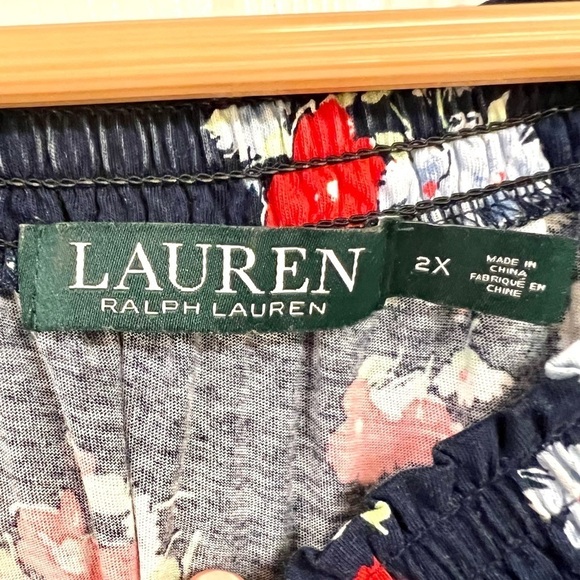 Lauren Ralph Lauren Plus 2X Size Floral Jersey Off-the-Shoulder blouse boho - Picture 6 of 10